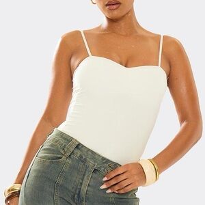 NWT ego Strappy sweetheart White Bodysuit